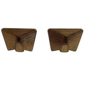 1970s Vtg Hanson Gold Tone Cufflinks Textured Geometric Vintage Mens‎ Jewelry